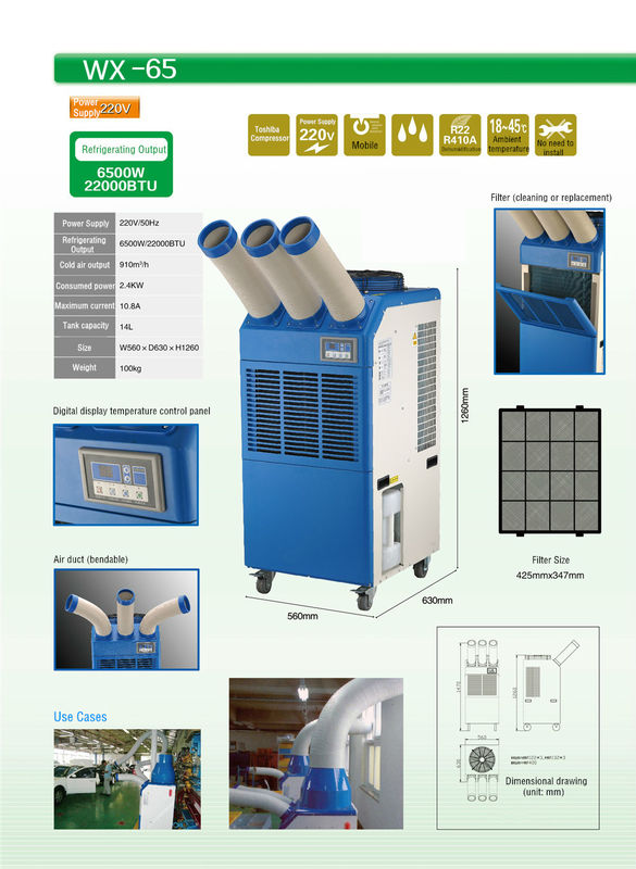 22000BTU Wynajem przenośnych klimatyzatorów komercyjnych / Wynajem tymczasowych klimatyzacji 6,5 kW